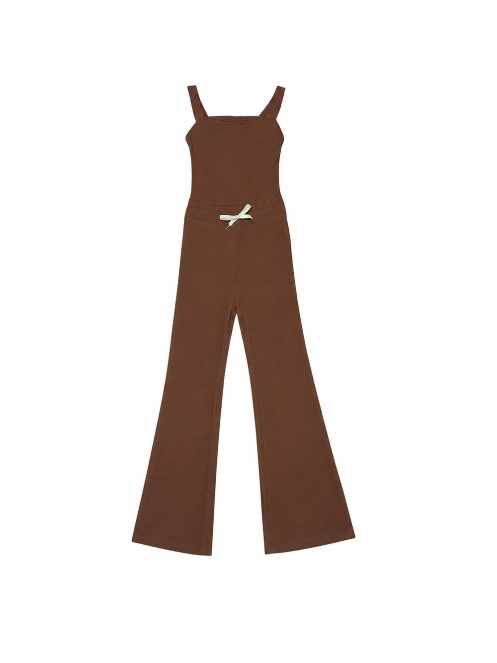 VUORI Pose Mudra Jumpsuit Wide Leg Ribbed Waist Drawstring Hazelnut Brown - Picture 5 of 8